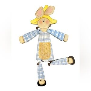 VTG Rustic farmhouse cottage-core Easter bunny wall hang primitive spring decor